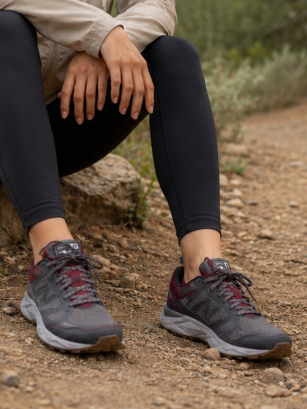 New Balance Fresh Foam 590v3 Trail Running Shoes Gray Burgundy Women’s Size 8.5